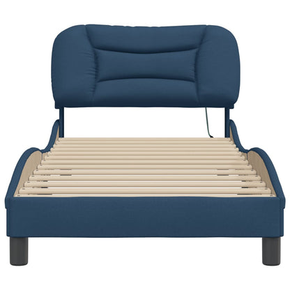 Bedframe Met Led-Verlichting Stof Blauw 80X200 Cm Donkerbruin