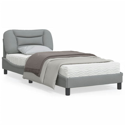 Bedframe Met Led-Verlichting Stof Lichtgrijs 90X190 Cm