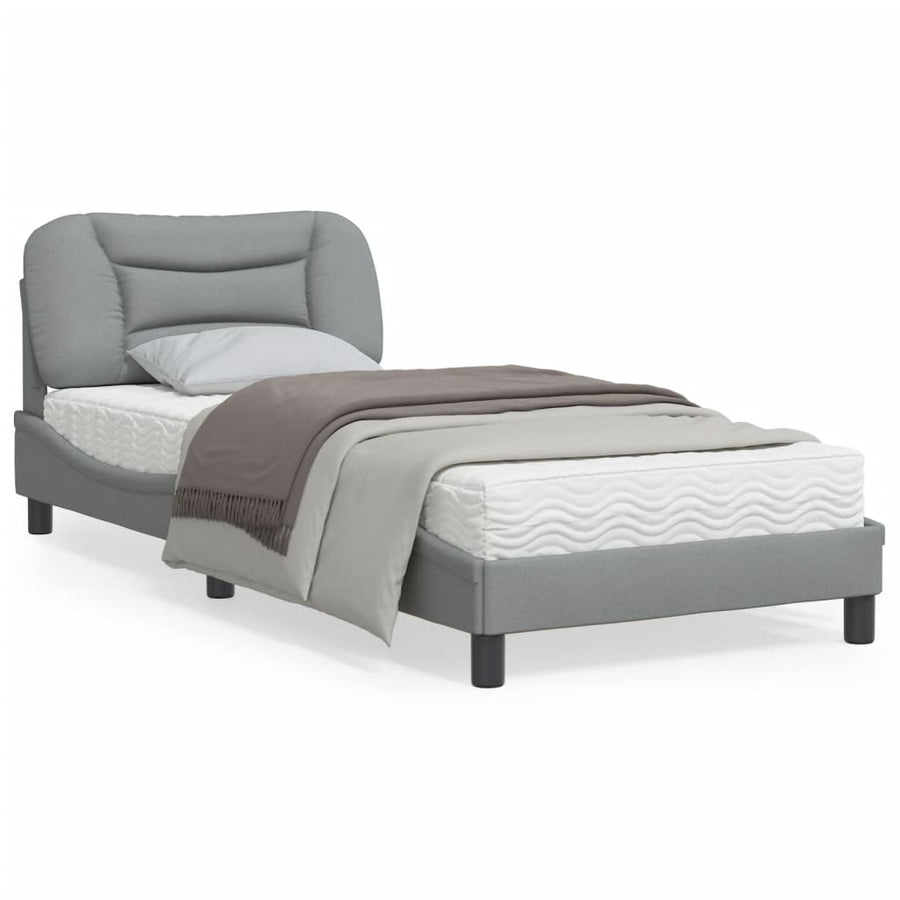 Bedframe Met Led-Verlichting Stof Lichtgrijs 90X190 Cm