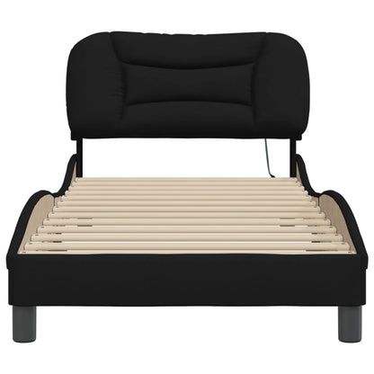 Bedframe Met Led-Verlichting Stof Zwart 90X190 Cm