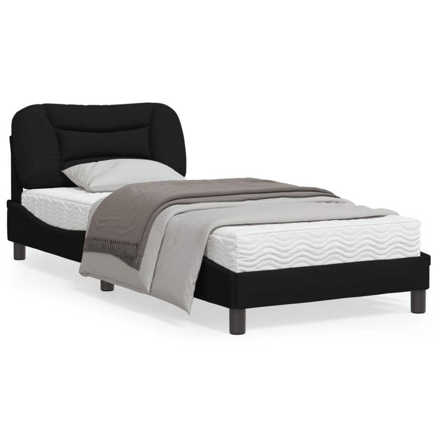Bedframe Met Led-Verlichting Stof Zwart 90X190 Cm