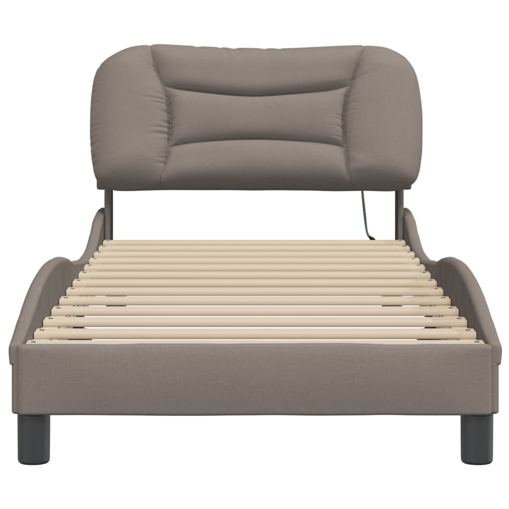 Bedframe Met Led Zonder Matras "Hvar" Stof 90 x 190 cm Taupe