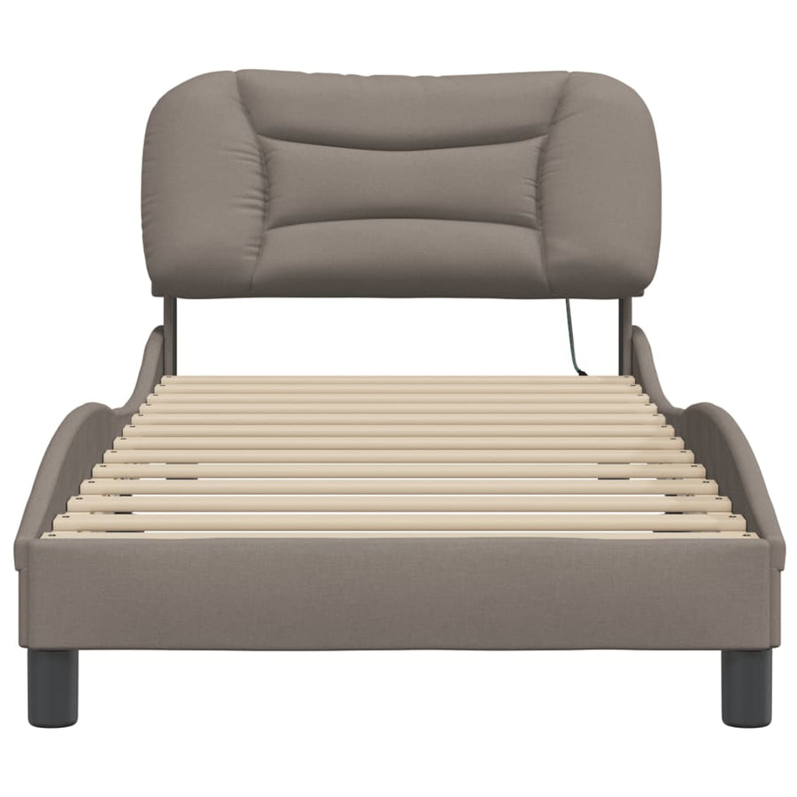 Bedframe Met Led Zonder Matras "Hvar" Stof 90 x 190 cm Taupe