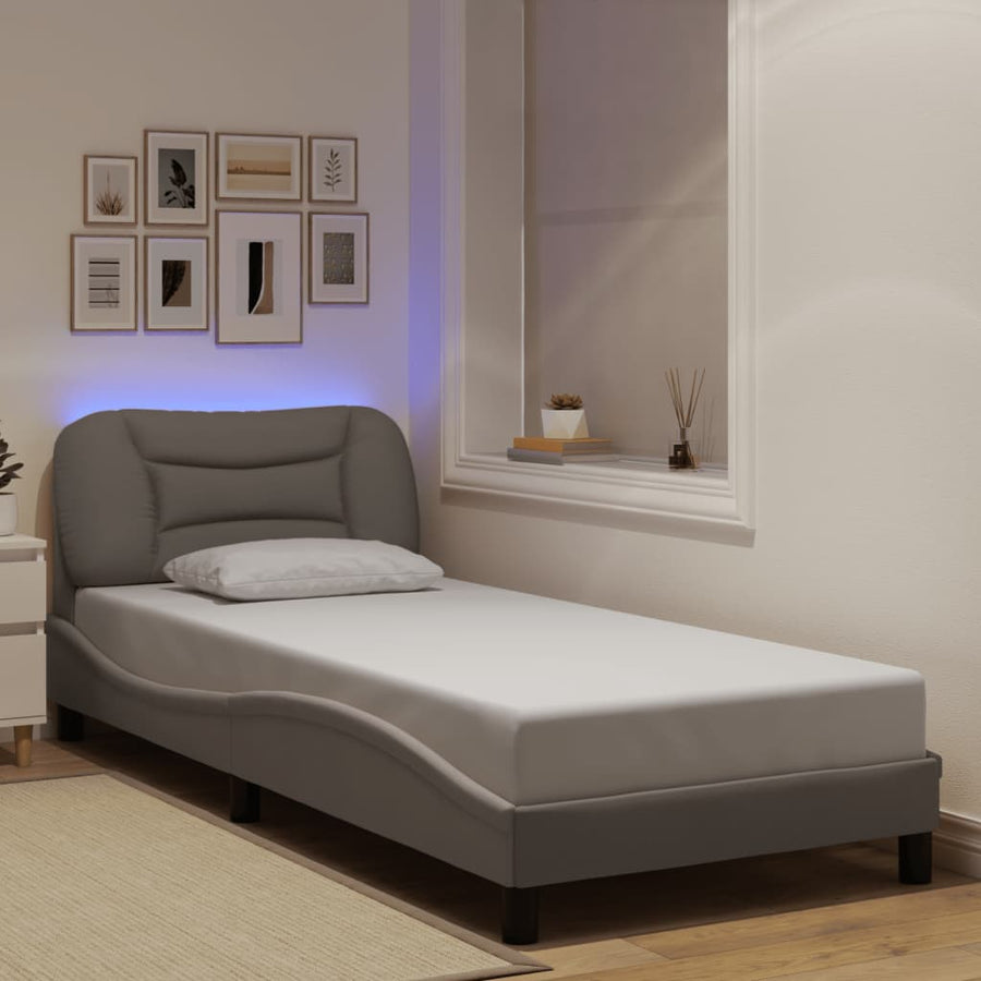 Bedframe Met Led Zonder Matras "Hvar" Stof 90 x 190 cm Taupe