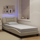 Bedframe 90x190 cm stof crèmekleurig met LED