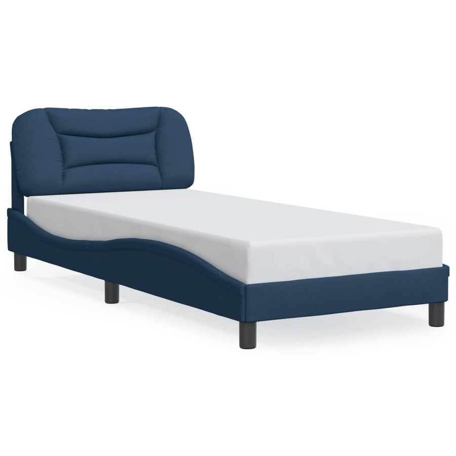 Bedframe met LED zonder matras "Hvar" 90x190 cm stof blauw