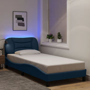 Bed frame with LED without mattress "Hvar" 90x190 cm fabric blue