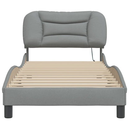 Bedframe Met Led-Verlichting Stof Lichtgrijs 90X200 Cm