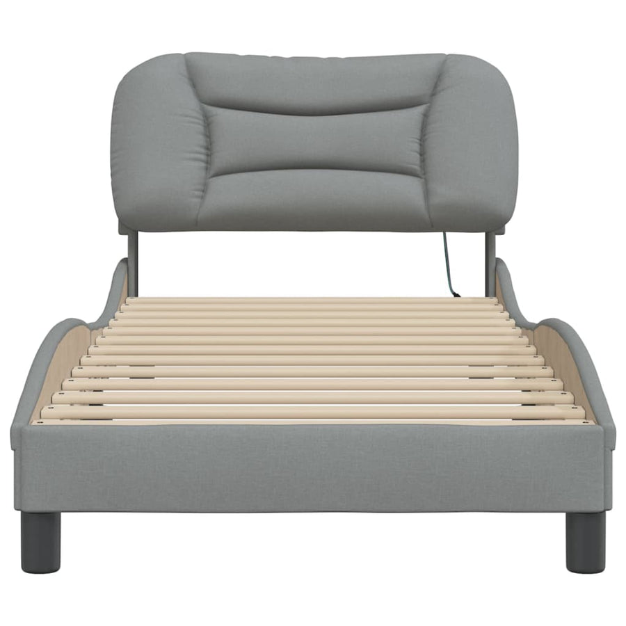 Bedframe Met Led-Verlichting Stof Lichtgrijs 90X200 Cm