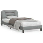 Bed frame with LED without mattress "Hvar" 90x200 cm fabric light grey