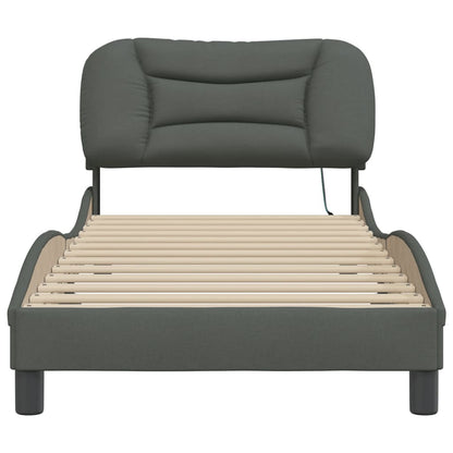 Bedframe Met Led-Verlichting Stof Donkergrijs 90X200 Cm