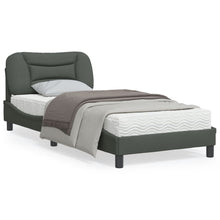 Bedframe Met Led-Verlichting Stof Donkergrijs 90X200 Cm