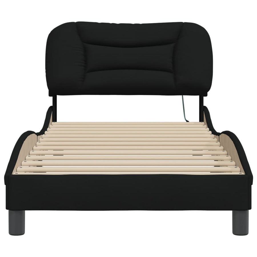 Bedframe Met Led-Verlichting Stof Zwart 90X200 Cm