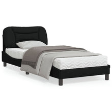 Bedframe Met Led-Verlichting Stof Zwart 90X200 Cm