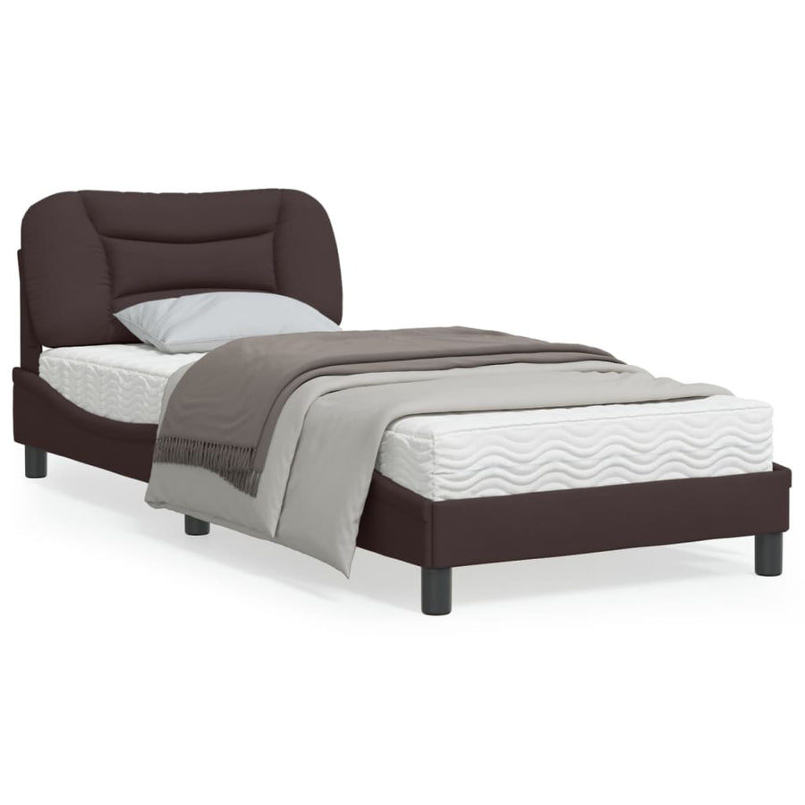 Bedframe Met Led-Verlichting Stof Donkerbruin 90X200 Cm