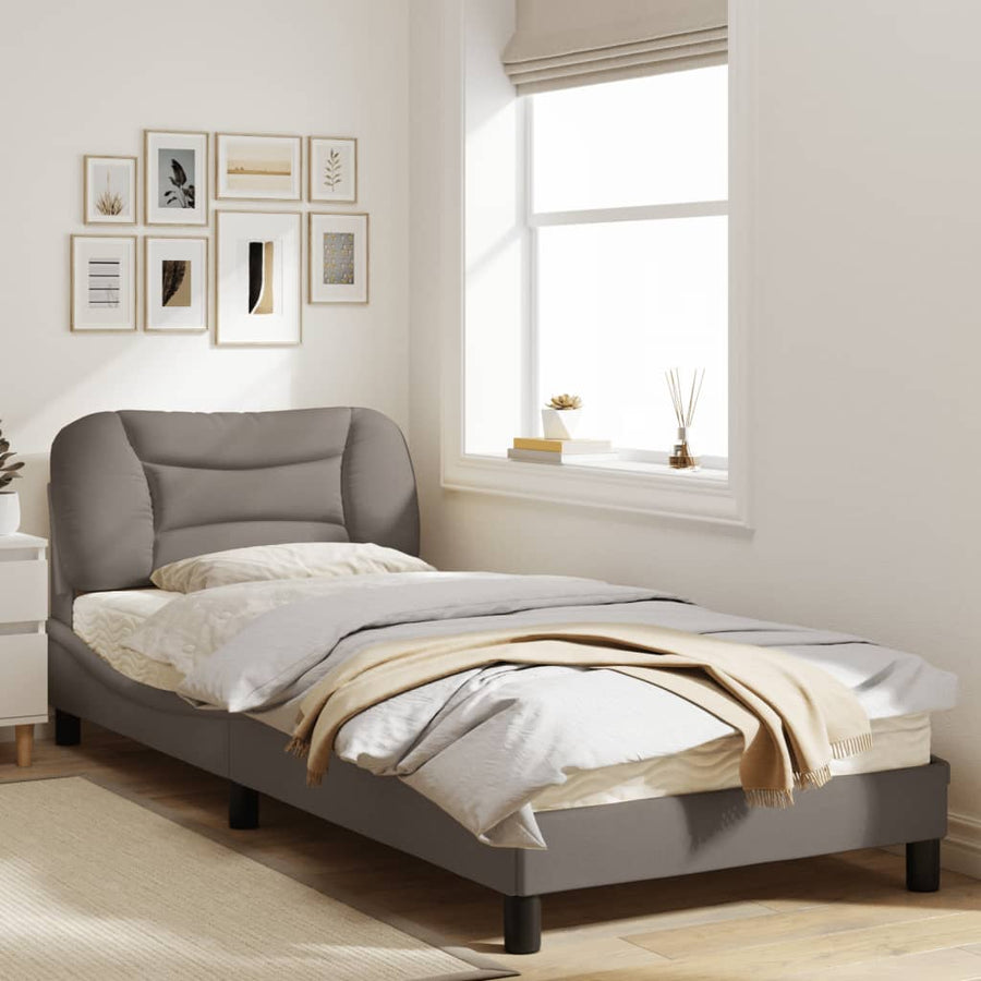 Bedframe Met Led-Verlichting Stof Taupe 90X200 Cm