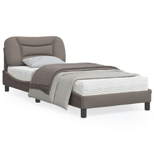 Bedframe Met Led-Verlichting Stof Taupe 90X200 Cm