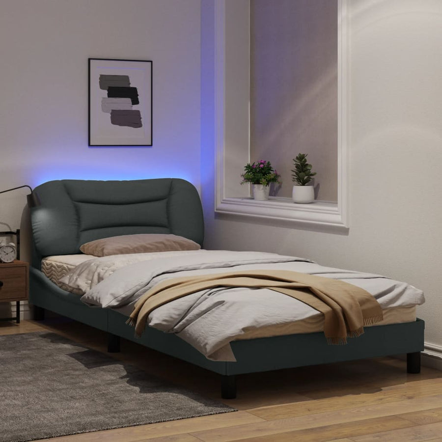 Bedframe Met Led-Verlichting Stof Lichtgrijs 100X200 Cm