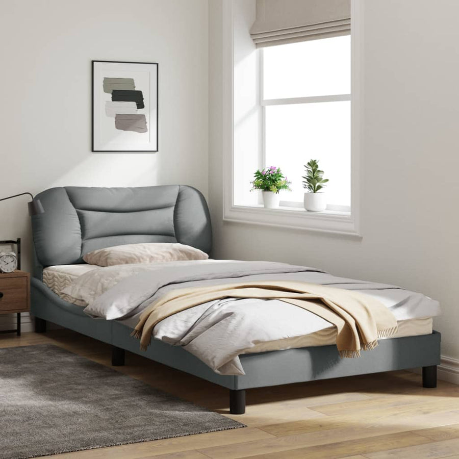 Bedframe Met Led-Verlichting Stof Lichtgrijs 100X200 Cm