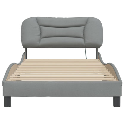 Bedframe Met Led-Verlichting Stof Lichtgrijs 100X200 Cm