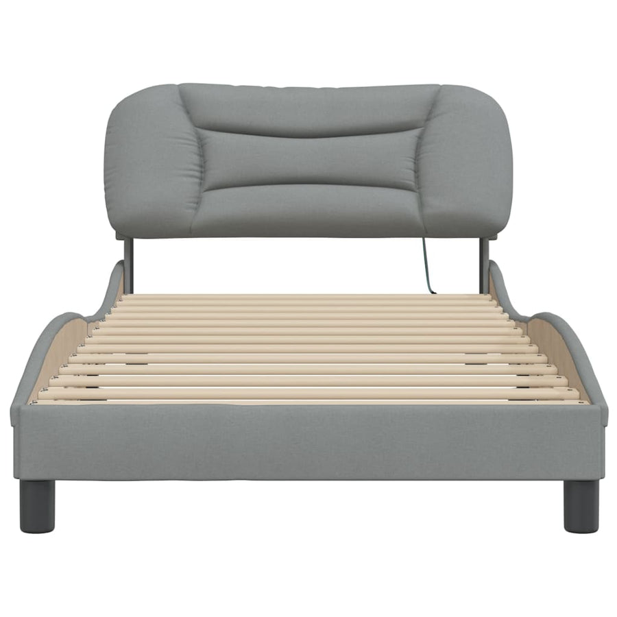 Bedframe Met Led-Verlichting Stof Lichtgrijs 100X200 Cm