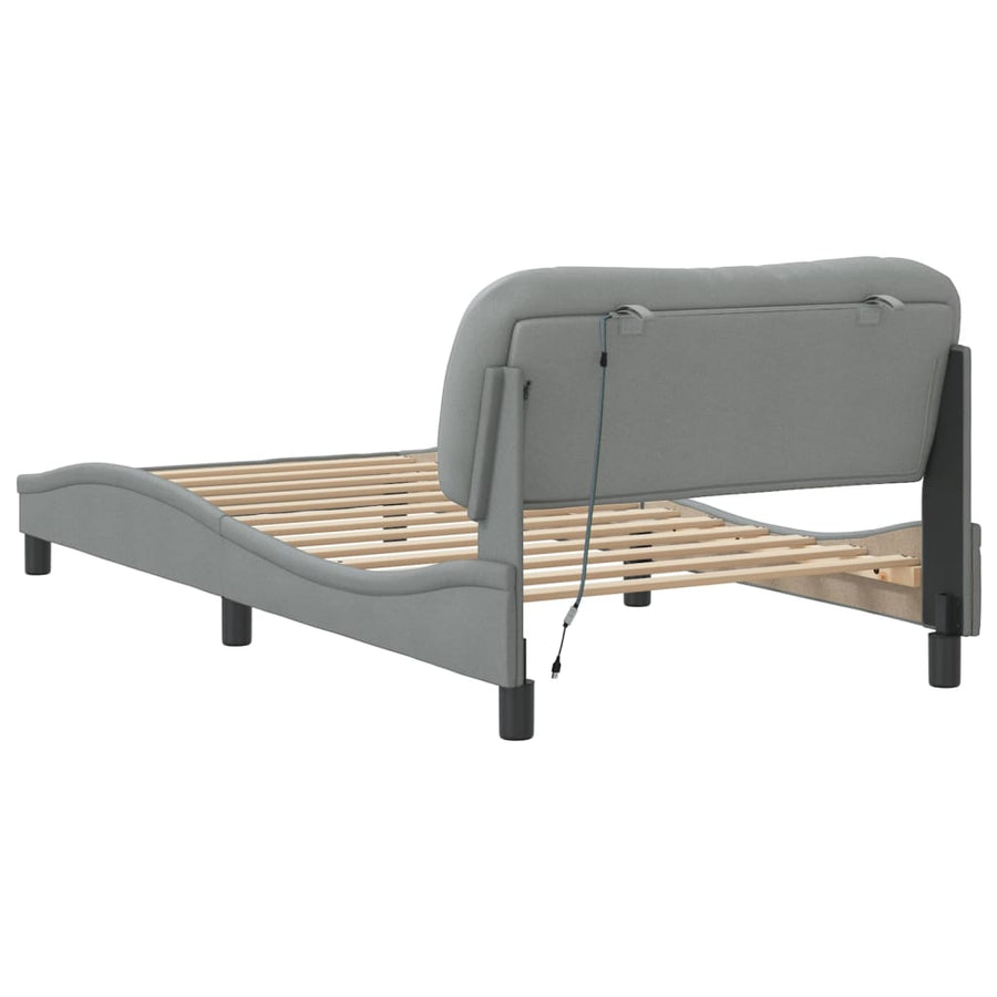 Bedframe Met Led-Verlichting Stof Lichtgrijs 100X200 Cm