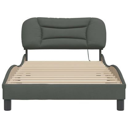 Bedframe Met Led-Verlichting Stof Donkergrijs 100X200 Cm
