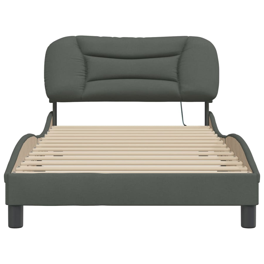 Bedframe Met Led-Verlichting Stof Donkergrijs 100X200 Cm