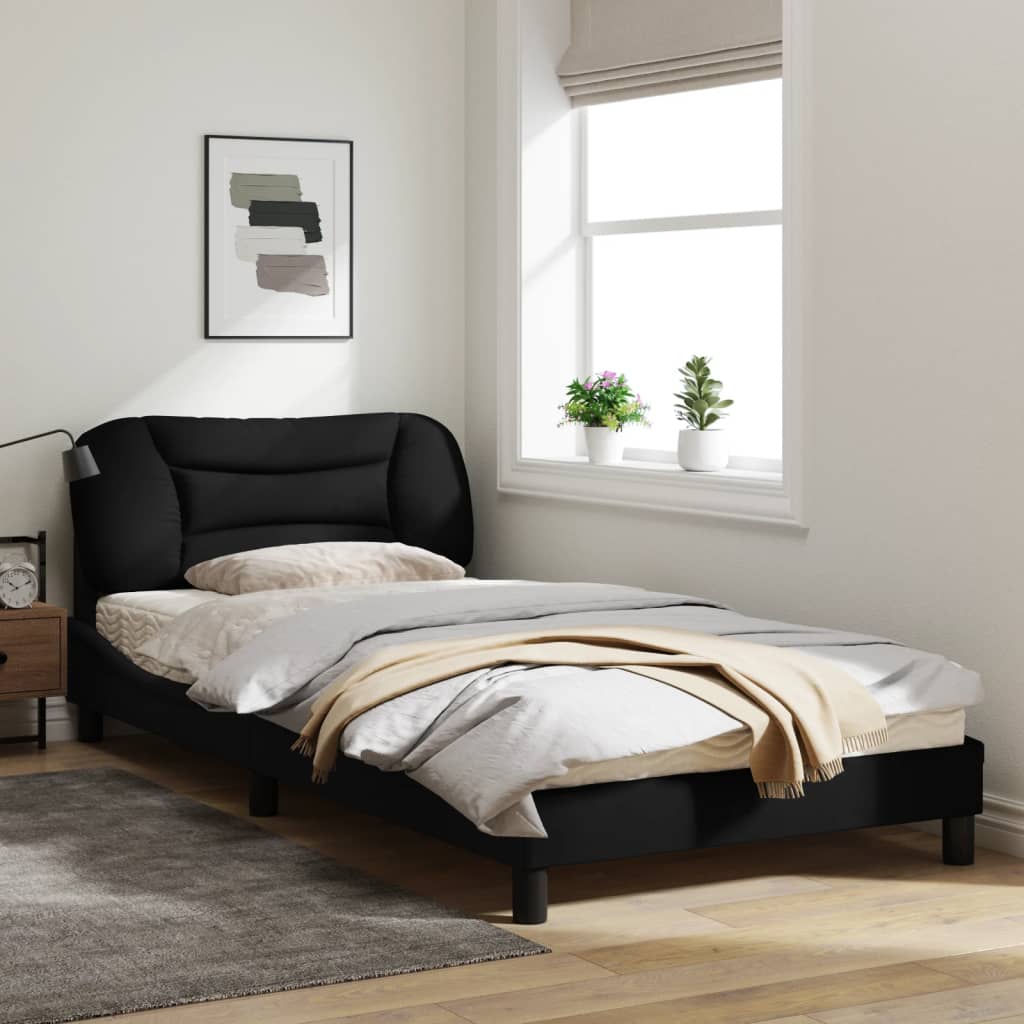 Bedframe Met Led-Verlichting Stof Zwart 100X200 Cm