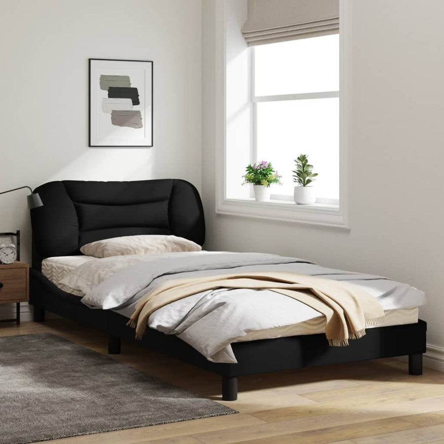 Bedframe Met Led-Verlichting Stof Zwart 100X200 Cm