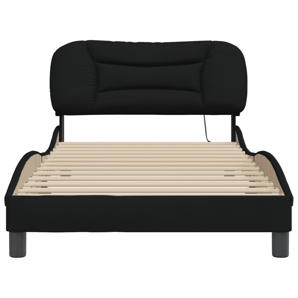 Bedframe Met Led-Verlichting Stof Zwart 100X200 Cm