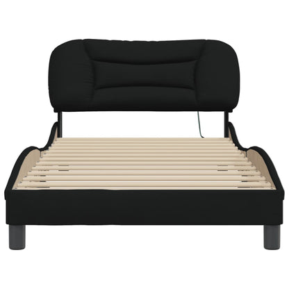 Bedframe Met Led-Verlichting Stof Zwart 100X200 Cm