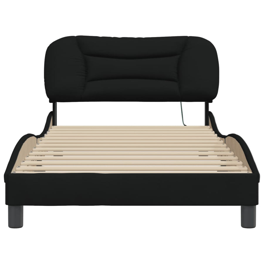 Bedframe Met Led-Verlichting Stof Zwart 100X200 Cm