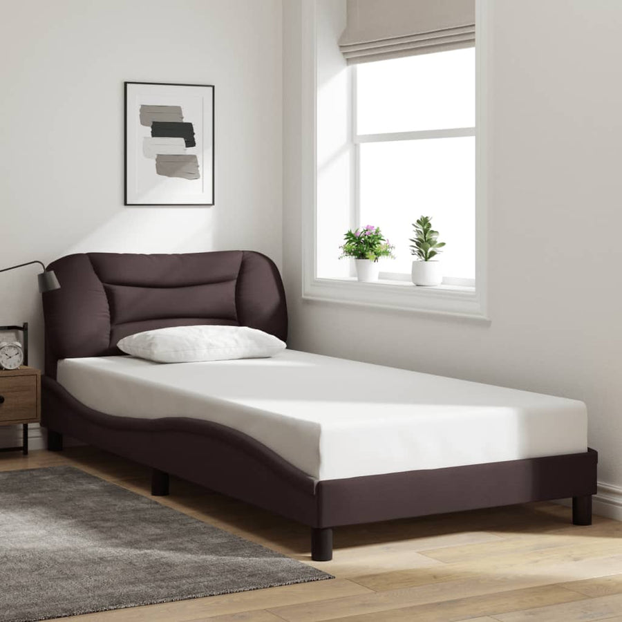 Bedframe met LED zonder matras "Hvar" 100x200 cm stof donkerbruin