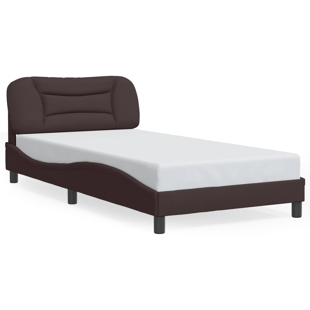 Bedframe met LED zonder matras "Hvar" 100x200 cm stof donkerbruin