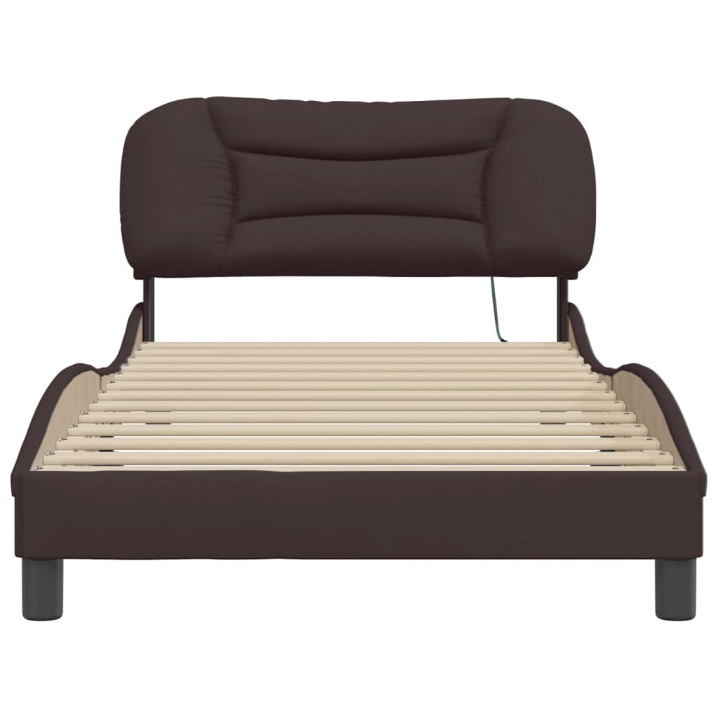 Bedframe met LED zonder matras "Hvar" 100x200 cm stof donkerbruin