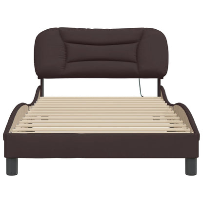 Bedframe met LED zonder matras "Hvar" 100x200 cm stof donkerbruin