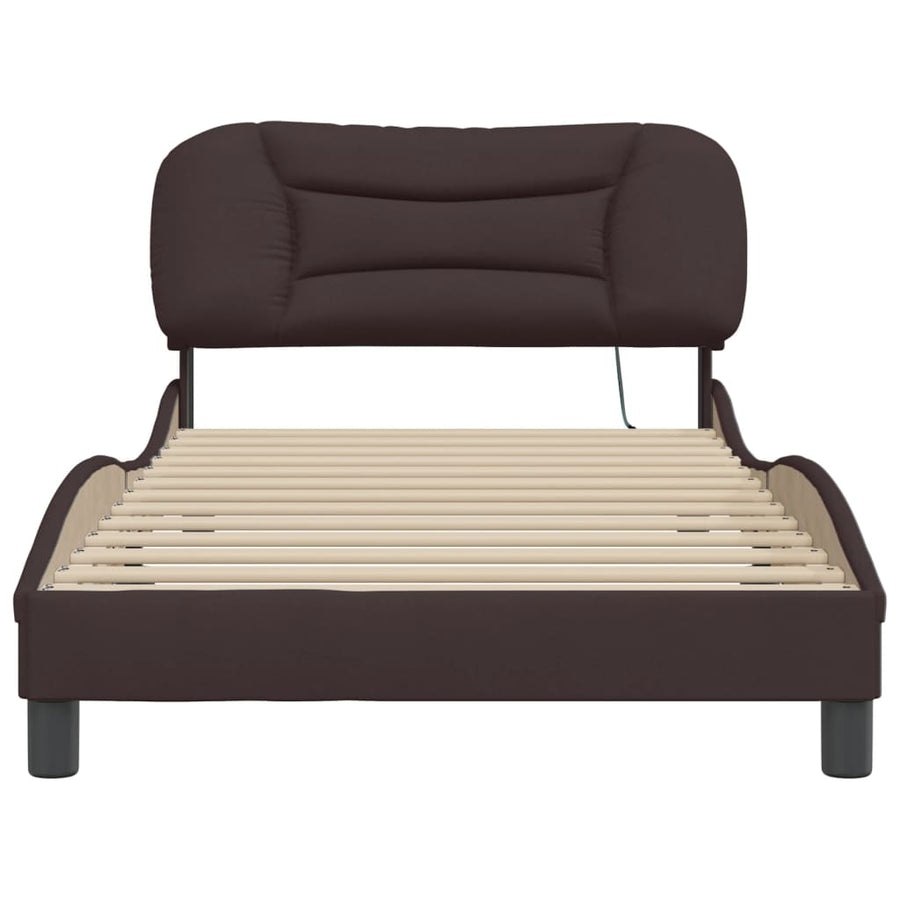 Bedframe met LED zonder matras "Hvar" 100x200 cm stof donkerbruin