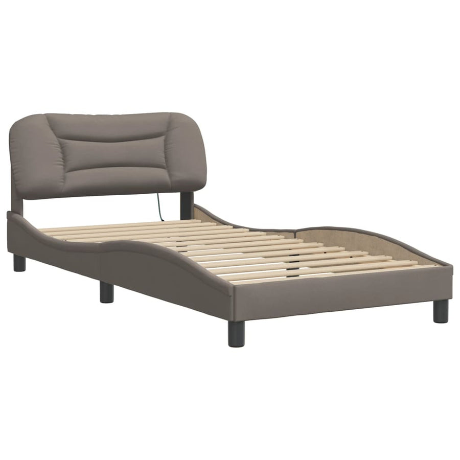 Bedframe Met Led-Verlichting Stof Taupe 100X200 Cm