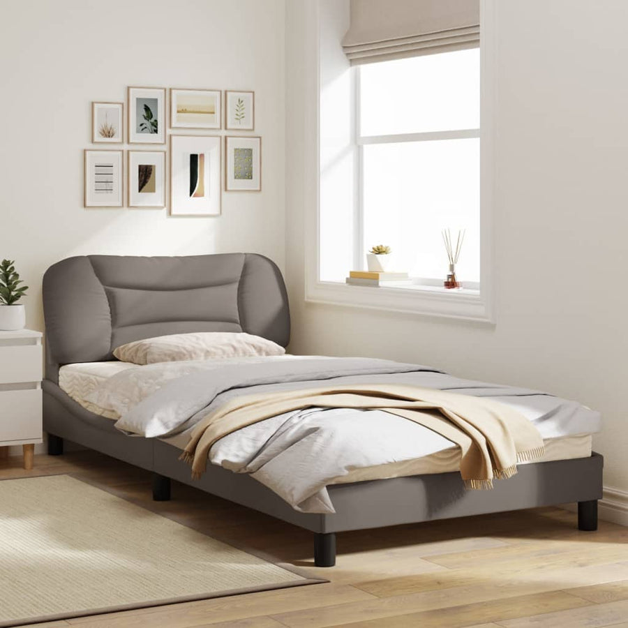 Bedframe Met Led-Verlichting Stof Taupe 100X200 Cm