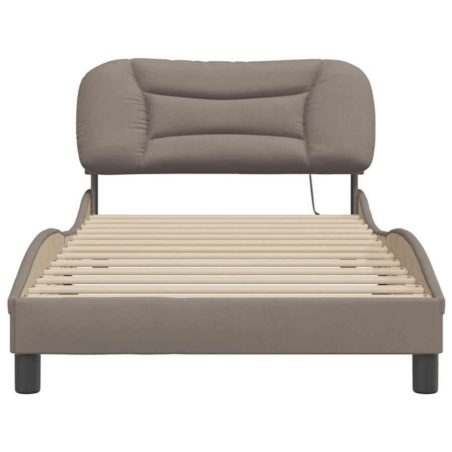 Bedframe Met Led-Verlichting Stof Taupe 100X200 Cm