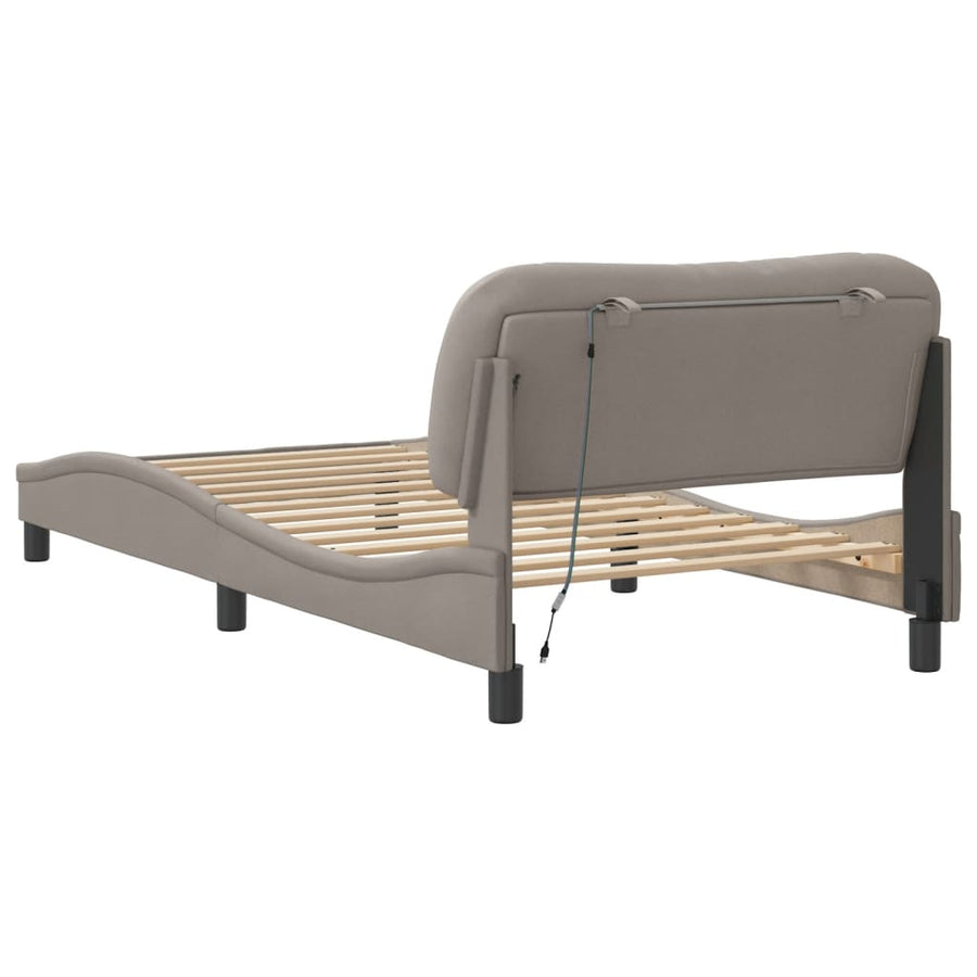Bedframe Met Led-Verlichting Stof Taupe 100X200 Cm