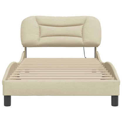 Bedframe Met Led-Verlichting Stof Crèmekleurig 100X200 Cm