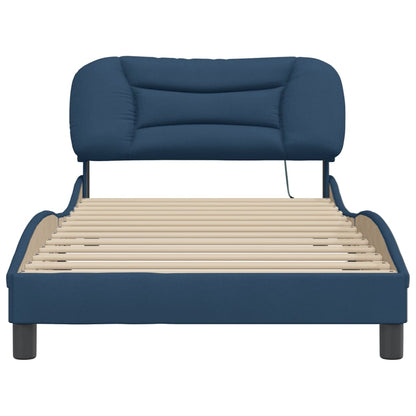 Bedframe Met Led-Verlichting Stof Blauw 100X200 Cm