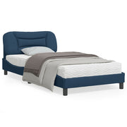 Bed frame with LED without mattress "Hvar" 100x200 cm fabric blue
