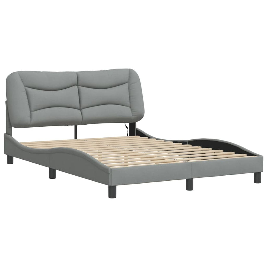 Bedframe Met Led-Verlichting Stof Lichtgrijs 120X200 Cm