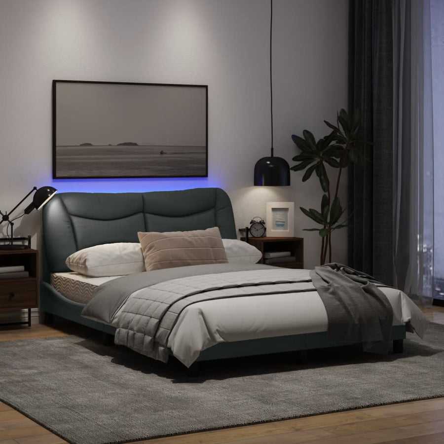 Bedframe Met Led-Verlichting Stof Lichtgrijs 120X200 Cm