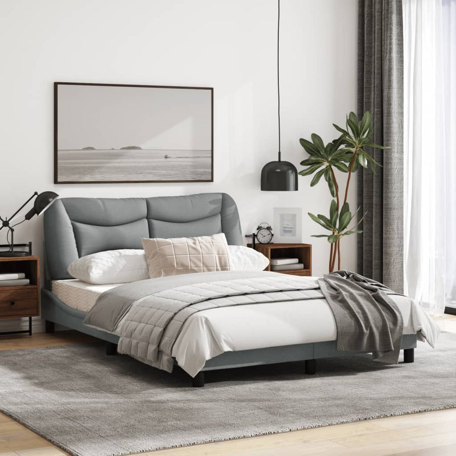 Bedframe Met Led-Verlichting Stof Lichtgrijs 120X200 Cm
