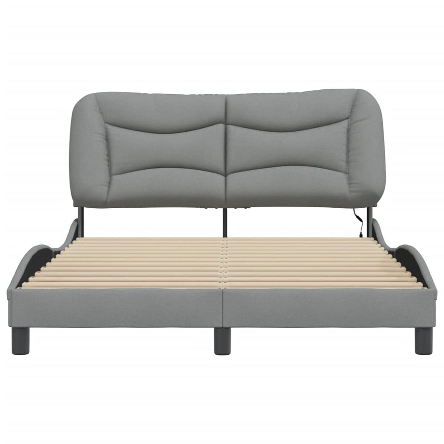 Bedframe Met Led-Verlichting Stof Lichtgrijs 120X200 Cm