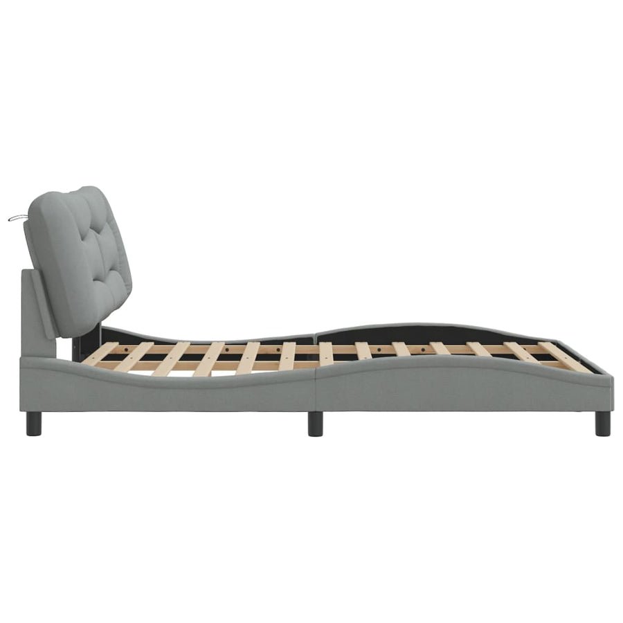 Bedframe Met Led-Verlichting Stof Lichtgrijs 120X200 Cm